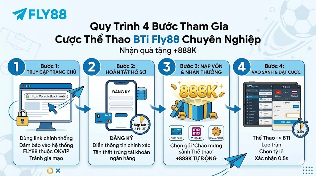 Quy Trình 4 Bước Tham Gia Cược Thể Thao BTi Fly88 Chuyên Nghiệp